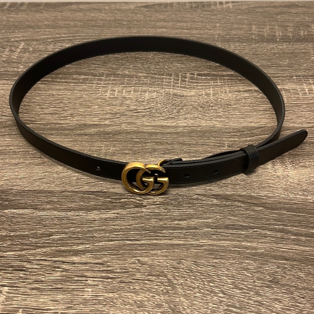 Leather Belt with Double G buckle